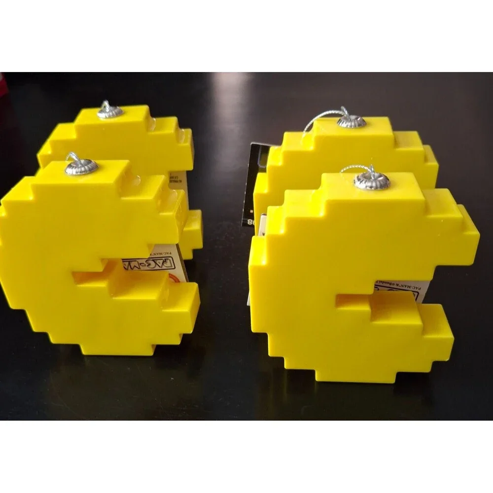 Lot 0f 4 New Pac Man Yellow Game Figures Christmas Ornament  Decor 2024 Ruz